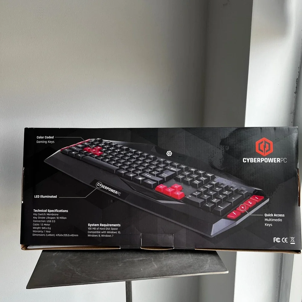 CyberPowerPC Multimedia Gaming Keyboard LED Illuminated Tactile Membrane USB